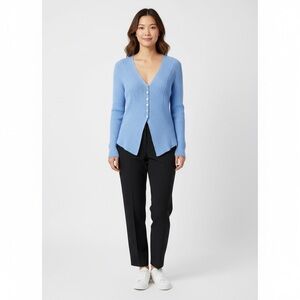 Jaki ribbed knit asymmetrical cardigan with mother pearl buttons made in Italy